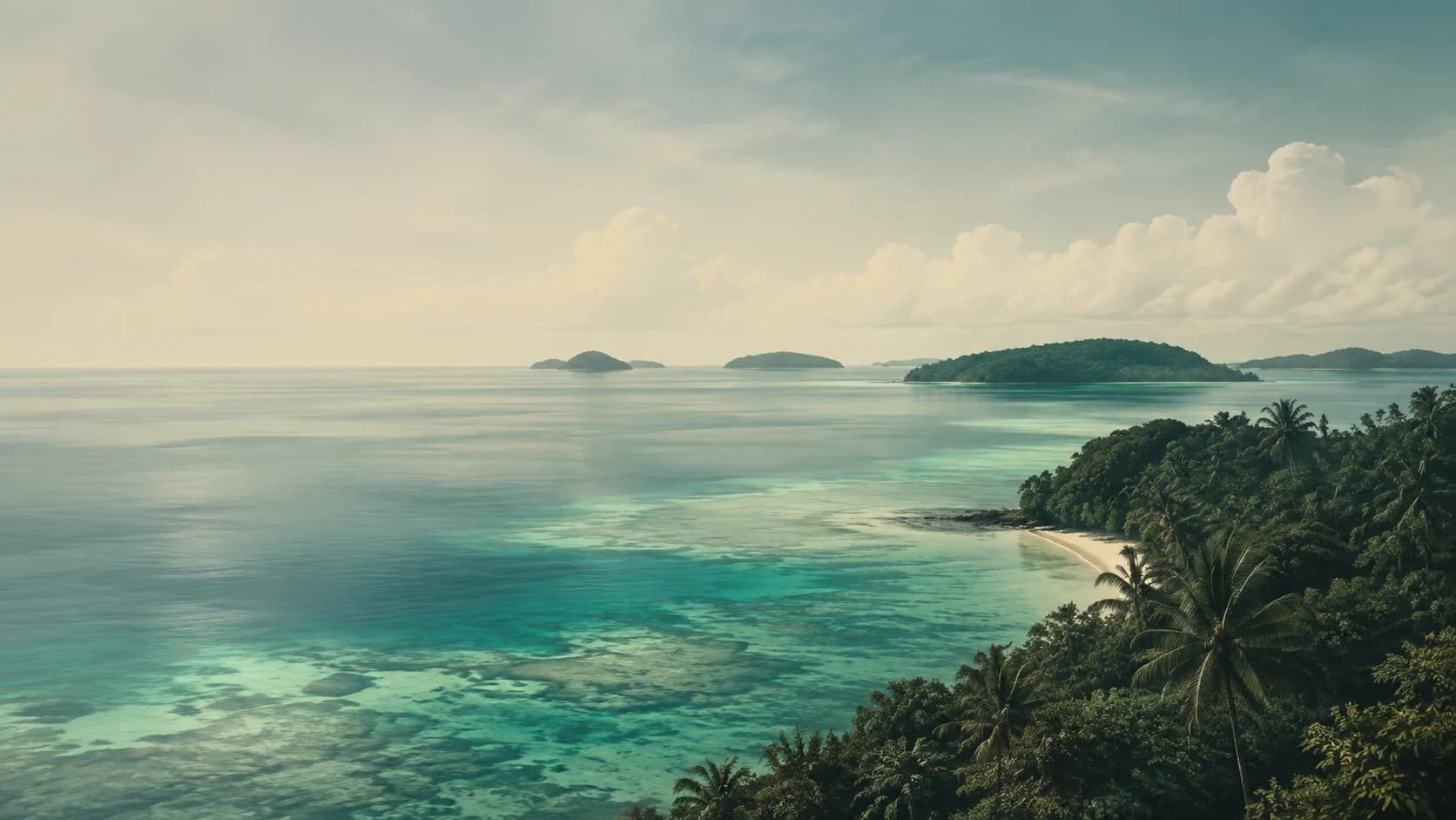 Ilustrasi editorial pesisir Banyak Islands